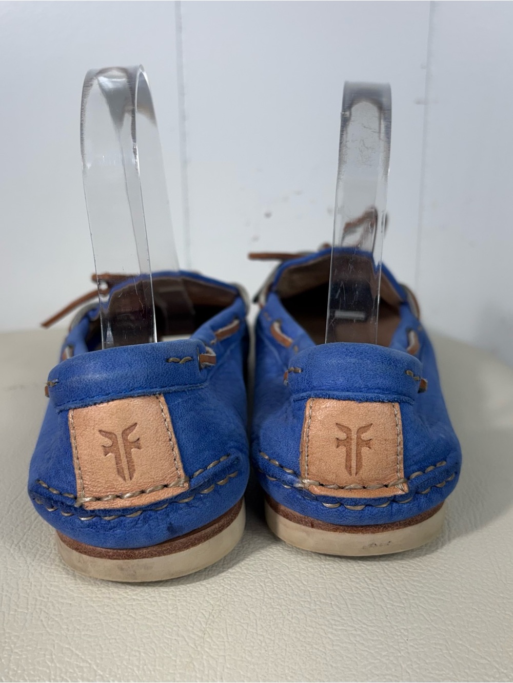 Frye Quincy Tie Boat Slip On Blue Leather Shoes Preppy Colorful Vibrant 8.5 - Picture 4 of 7